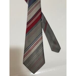 Vintage 90's Bronzini Men's Necktie - Gray and Red Stripe